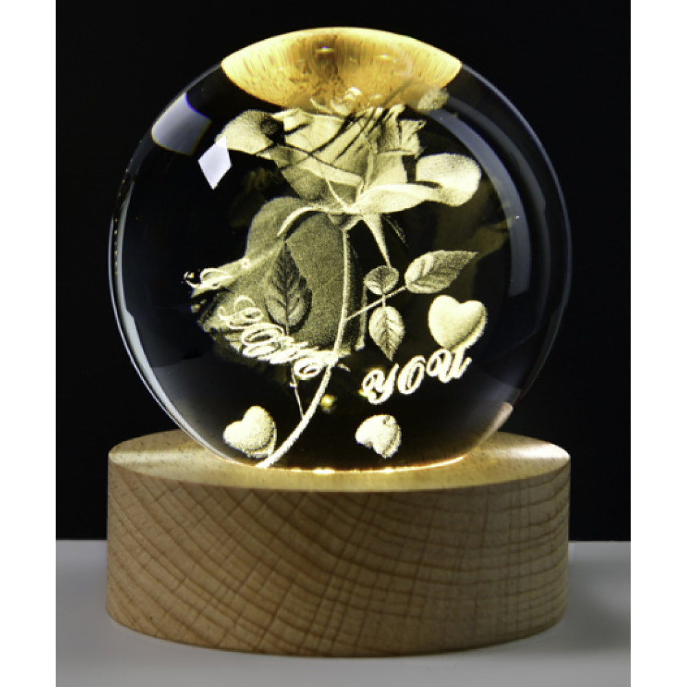 Rose Quartz Sphere | Valentine Gift LED Decoration